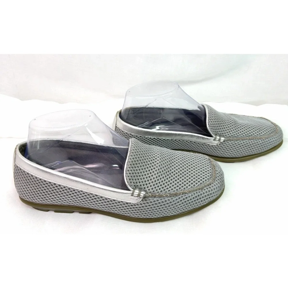 Aerosoles Womens 7M Silver‎ Metallic Mesh Loafers Slip On Driving Flats Comfort